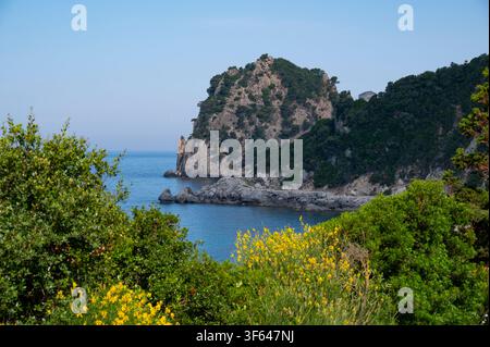Grecia, Europa sud-orientale, Corfù, un'isola greca al largo della costa nord-occidentale nel Mar Ionio, Ermones Foto Stock