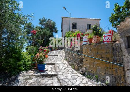 Grecia, Europa sudorientale, Corfù, un'isola greca al largo della costa nord-occidentale nel Mar Ionio, Afionas Foto Stock
