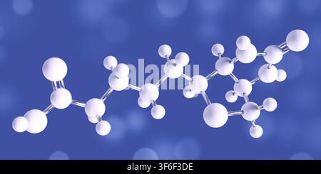 Molecola di biotina. Vitamina B7 essenziale per il metabolismo, la salute della pelle e dei capelli e come cofattore enzimatico, rendering 3D Foto Stock