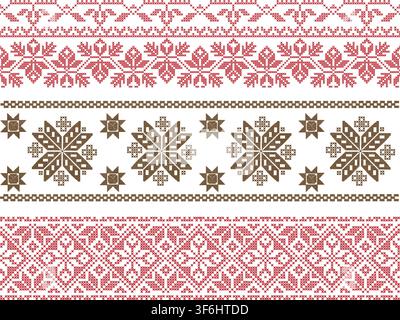 Modello senza cuciture con ornamento nazionale ucraino tradizionale su sfondo bianco. Motivo per ricamo Illustrazione Vettoriale