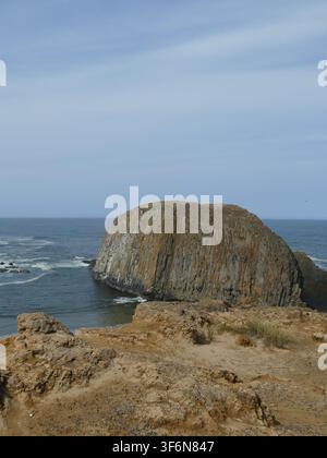 , Seal Rock, vicino a Newport, Oregon. Sorgente dalle acque blu del Pacifico vicino a Newport, Oregon, Seal Rock presenta colonne di basalto mozzafiato e migliora th Foto Stock