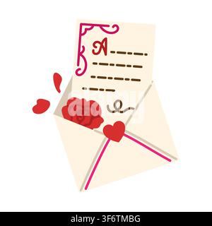 Lettera d'amore in busta vettore piatto Illustrazione Vettoriale