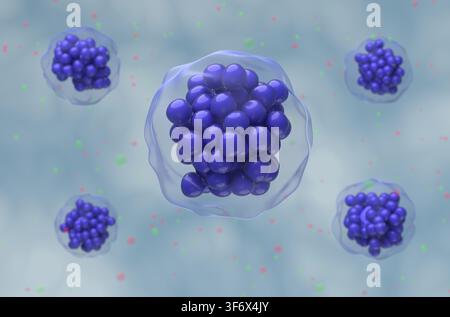 Linfoma diffuso a grandi cellule B (DLBCL) - Vista semicloseup illustrazione 3d. Foto Stock