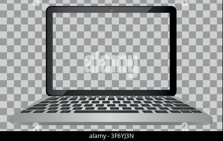 Laptop con schermo trasparente colore argento isolato su sfondo trasparente – super altamente dettagliato fotorealistico Illustrazione Vettoriale