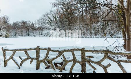 Inverno nel Bois de Vincennes, Parigi Foto Stock