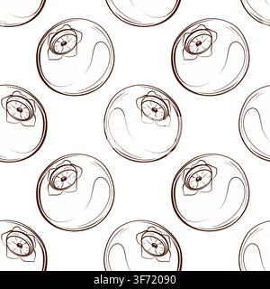 Modello vettoriale senza cuciture con mirtilli con bacche mature, illustrazione botanica minimalista a linee sottili per confezioni di lusso, tessuti, carta da imballaggio e Illustrazione Vettoriale