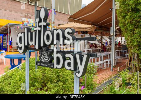 I golosi Makansutra Bay hawker Centre, Singapore Foto Stock