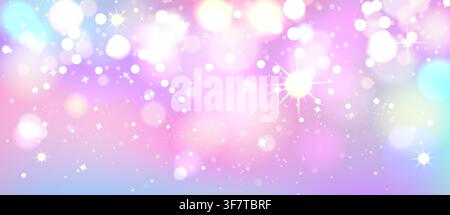 Sfondo sfumato morbido arcobaleno con brillantini scintillanti, colori iridescenti ed effetto bokeh, motivo vettoriale onirico con atmosfera magica per design da principessa o fiabe. Texture ombre astratta Illustrazione Vettoriale