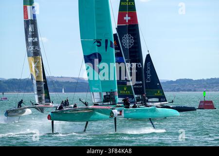 Portsmouth, UK, 26 luglio 2026, United States SAILGP Team, Explora Journeys Swiss SAILGP Team, France SAILGP Team Emirates Great Britain SailGP, Evento Foto Stock