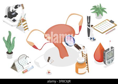 Illustrazione concettuale vettoriale piatta isometrica 3D della ginecologia Foto Stock