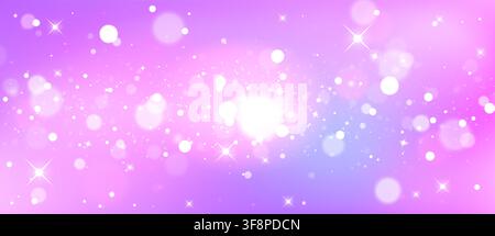 Sfondo rosa con sfumatura morbida con scintilli luccicanti, colori pastello arcobaleno ed effetto bokeh, motivo vettoriale sognante con atmosfera magica per design da principessa o da fiaba. Texture astratta ombre Illustrazione Vettoriale