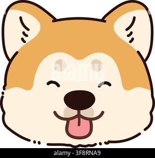 Testa anteriore semplice e adorabile di un cane Akita sorridente Illustrazione Vettoriale