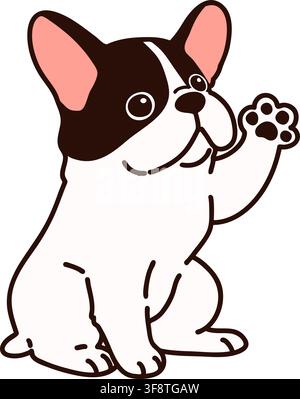 Bulldog francese delineato che agita la mano Illustrazione Vettoriale