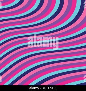 Illustrazione vettoriale di sfondo con strisce diagonali ondulate colorate al neon Illustrazione Vettoriale