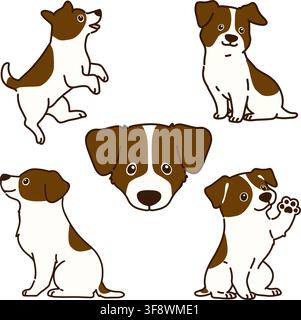 Set di Jack Russell Terrier delineato Illustrazione Vettoriale