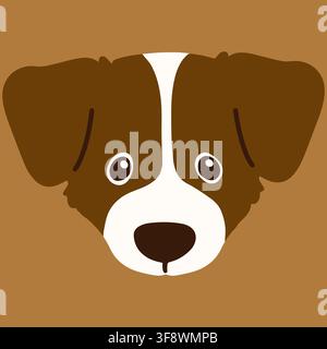 Testa anteriore di Jack Russell Terrier colore piatto Illustrazione Vettoriale