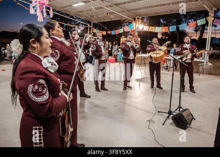 Esibizione dei Mariachi Continental Azteca nella chiesa cattolica di San Edoardo Confessore a Phoenix, Arizona Foto Stock