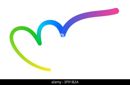 Linea curva astratta con sfumatura colorata, isolata su sfondo bianco. Illustrazione Vettoriale