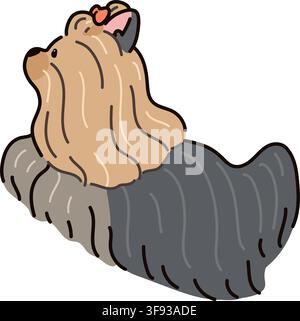Illustrazione semplice e adorabile di un Yorkshire Terrier a pelo lungo che salta Illustrazione Vettoriale