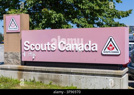 Ottawa, Canada - 30 luglio 2026: cartello degli Scouts Canada sul ciglio della strada Foto Stock