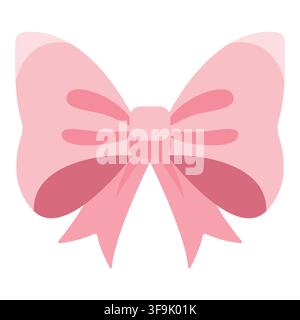 Delicato fiocco rosa con petali a strati e nastri fluenti, perfetto per le celebrazioni Illustrazione Vettoriale