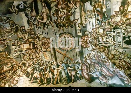 Affreschi a soffitto che raffigurano scene della Passione di Cristo, Santuario di Atotonilco, Guanajuato, Messico Foto Stock