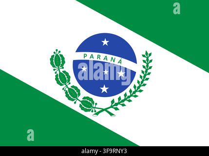 Bandiera vettoriale dello Stato del Paraná (attuale), Brasile, in formato EPS modificabile Illustrazione Vettoriale
