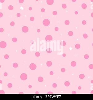 Motivo di stoffa senza cuciture con punti rosa e stelle Y2K Illustrazione Vettoriale