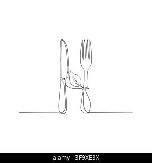 Disegno di un coltello con contorno nero isolato su sfondo bianco illustrazione vettoriale Illustrazione Vettoriale