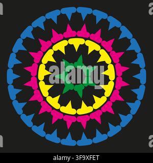 Motivo vettoriale astratto caleidoscopio mandala colorato presenta una stella geometrica rotonda. Visualizza un logo ornamentale etnico creativo eps 10 Illustrazione Vettoriale