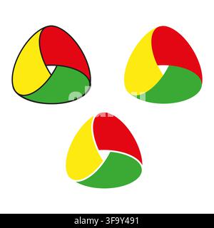 Set vettoriale geometrico colorato a forma di triangolo con freccia a forma di anello. Rappresenta un logo di connessione creativa. eps 10 Illustrazione Vettoriale
