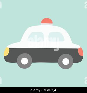 Illustrazione semplice e carina di un'auto della polizia giapponese a colori piatti Illustrazione Vettoriale