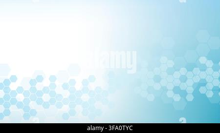 Assistenza sanitaria sfondo astratto con esagoni, linee e punti. Concetto di modello di banner per l'innovazione medica. Biologia e tecnologia farmaceutica Illustrazione Vettoriale