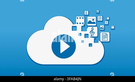 Archiviazione su cloud e media digitali Foto Stock