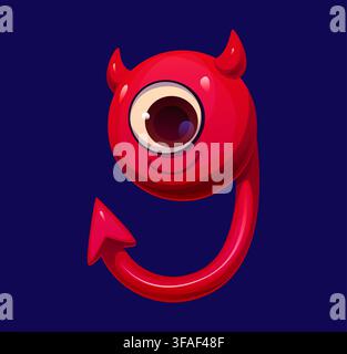 Divertente font diavolo di Halloween a forma di numero nove Illustrazione Vettoriale