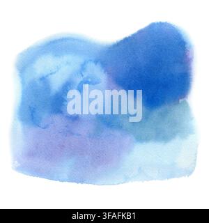 Texture astratta con macchie di pittura acquerello blu morbido e viola Foto Stock
