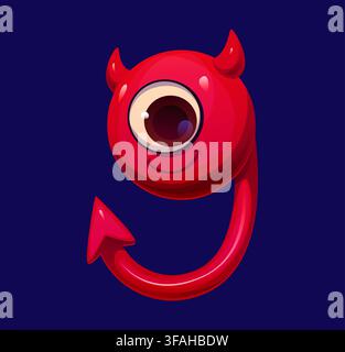 Divertente font diavolo di Halloween a forma di numero nove Illustrazione Vettoriale