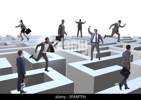 Gli uomini d'affari cercano di fuggire dal labirinto Foto Stock