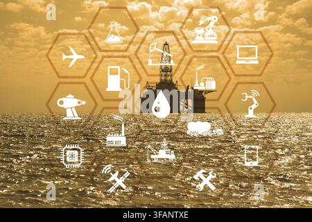 Il concetto di automazione nel settore del petrolio e del gas Foto Stock