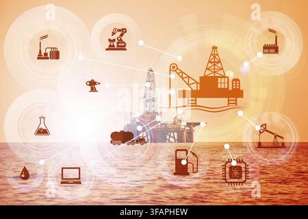 Il concetto di automazione nel settore del petrolio e del gas Foto Stock