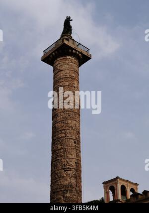 Colonna di Marco Aurelio, Roma, Lazio, Italia, aprile 2024 Foto Stock