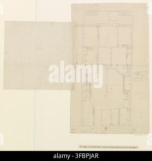 Progetto architettonico dell'Hôtel de la Chancellerie d'Orléans a Parigi, Francia, un edificio che nel 1789 fungeva da Chancelleria del duca d'Orléans, disegnato nel XVIII secolo. Foto Stock