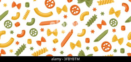 Set di design Vector Italian pasta food macaroni. Cartoni di pasta italiana di forma diversa icona isolata Illustrazione Vettoriale