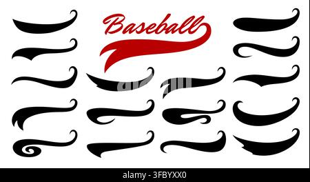 Coda a swoosh sportiva da baseball e sottolineature di testo Illustrazione Vettoriale