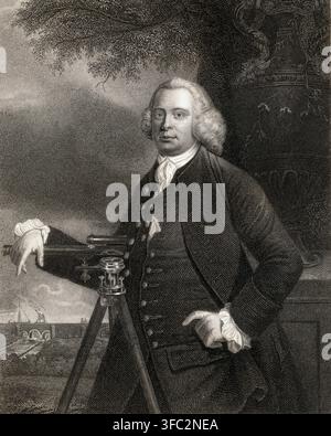James Brindley, 1716-1772. Pioniero inglese della costruzione di canali. Dal libro “Gallery of Portraits” pubblicato a Londra nel 1833. Foto Stock