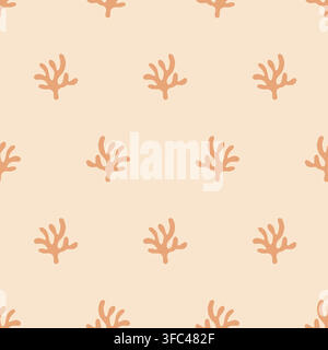 Motivo minimal boho senza cuciture con motivi corallo Illustrazione Vettoriale