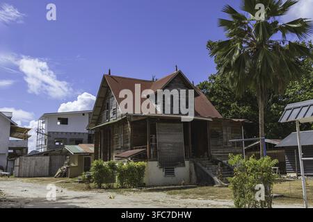Splendida vecchia casa in legno a la Passe sull'isola di la Digue, Seychelles Foto Stock