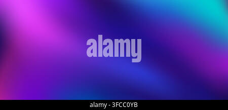 Sfondo vaporwave o aurora boreale, sfondo olografico UV. Sfondo di colore blu, magenta e rosa con motivo a onde sfumate astratte delle sfumature dell'aurora boreale Illustrazione Vettoriale