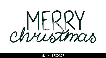 Buon Natale Messaggio Letto a Mano in Elegante Scrittura Verde per Biglietti di Natale Festosi, Messaggi di Natale e Celebrazioni Stagionali. Illustrazione vettoriale Illustrazione Vettoriale