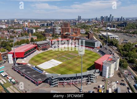 Emirates Old Trafford Cricket Ground, Manchester, Inghilterra, veduta aerea della sede del Lancashire Cricket. Foto Stock